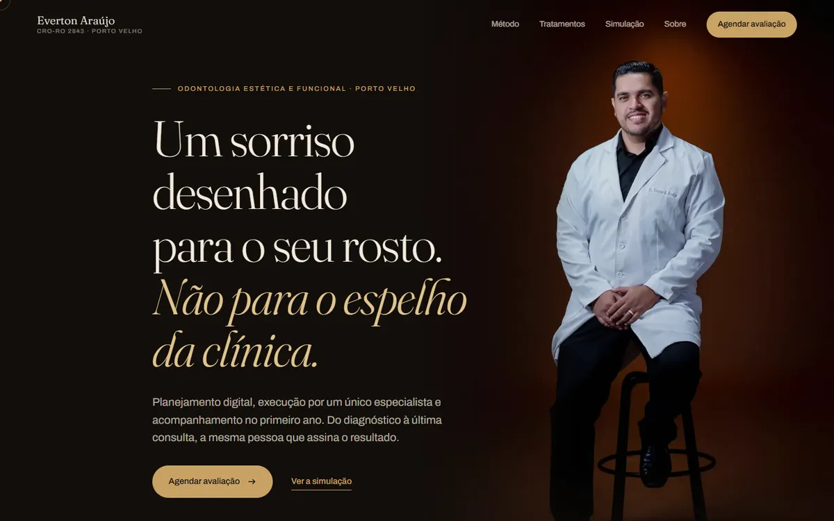 Capa da página do projeto real Dr. Everton Araújo, odontologia estética em Porto Velho